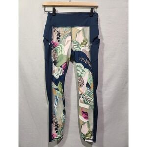Athleta Oasis Contender‎ 7/8 Tight Lagoon Teal Floral Leggings XSmall XS